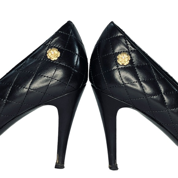 CHANEL Quilted Camellia Cap Toe Pumps (EU 38) - Picture 9 of 15